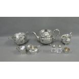 Silver mustard pot (liner lacking), together with a collection of Epns wares to include teaset etc.,
