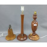 Three various wooden table lamp bases (3)