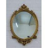 Oval giltwood wall mirror, 72 x 47 cm