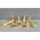 Collection of nine Border Fine Arts, Field Mouse and Fruit figures, tallest 14 cm, (9)