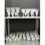 Suite of cut glass drinking glasses to include wine, sherry and port etc., (approx 46)
