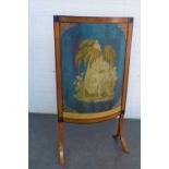 Satinwood screen with tapestry insert, likely Continental, 133 x 70 cm