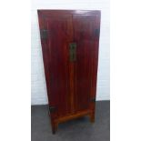 Late 19th century Chinese Qing Dynasty hardwood two door cabinet, with shelved interior, 180 x 76 cm