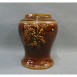 Buchan Portobello pottery brown glazed snuff jar, 20 cm high