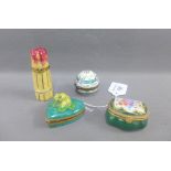 Three Limoges porcelain pill boxes together with another, (4)