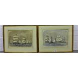 Pair of coloured prints to include the 'The Baltic Fleet leaving Spithead' and 'Cruise of the