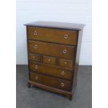 Stag chest, the rectangular top over an arrangement of seven drawers, 113 x 120 cm