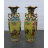 Pair of Japanese style floor standing vases, 62 cm, (2)