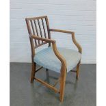 Mahogany open armchair with upholstered seat, 82 x 55 cm