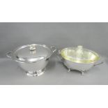 Epns tureen and cover, together with another dish of oval form with glass liner, (2)