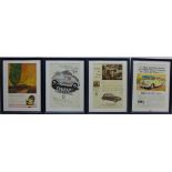 Four car advertising prints to include 'Goodyear', 'Daimler', Wolseley' and 'Unic No.