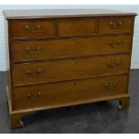 19th century mahogany chest with moulded rectangular top over three short and three graduating