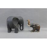African carved hardwood Elephant figure and another, tallest 15cm, (2)