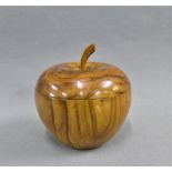 Fruit wood apple shaped box and cover, 10cm high