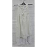 Two child's white cotton christening style gowns, longest dress 1m long