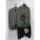 Three kilt jackets, three kilts and two sporran's, (8)