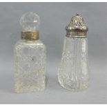 Early 20th century Birmingham silver mounted glass scent bottle and stopper together with silver