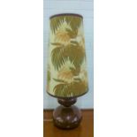 Retro brown gazed double gourd table lamp base and shade 40cm tall