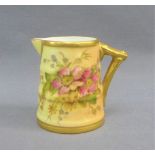 Royal Worcester blush ivory miniature jug with hand painted floral sprays and gilt edged rims,