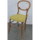 19th century walnut balloon back side chair with faux bamboo legs, 85 x 42cm