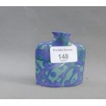 Miniature studio pottery green and blue glazed vase, with impressed monogram, signed indistinctly to