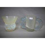 Two Rene Lalique vases, both with damages, largest 22.5cm high, (2)