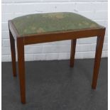Mahogany stool with upholstered slip in seat, 45 x 55cm