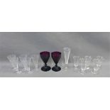 Collection of various 19th century and later drinking glasses to include two sets of five Ale