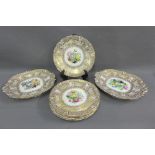 W. Adams & Sons, dessert service with hand painted floral sprays within a heavily gilded border,