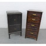 Early 20th century oak music cabinet with two large doors above two smaller doors, together with