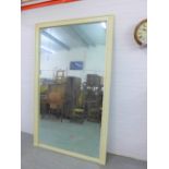 Large rectangular floor standing / leaning wall mirror with light grey painted wooden frame 245 x