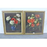 Pair of early 20th Century School Still Life coloured prints in glazed frames, 43 x 50cm, (2)