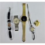 Wristwatches to include a gold plated Ultimatic LED watch , etc (5)