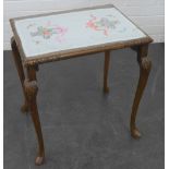 Mahogany side table with carved cabriole legs, 55 x 50cm