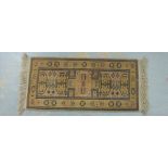 Eastern bedside mat / rug with yellow field and border, 90 x 38cm