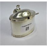 George III silver mustard, Michael Plummer, London 1796, with reeded borders and blue glass liner,