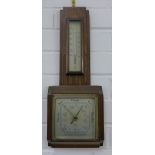 Oak cased wall barometer by Shortland Smiths, 44 x 17cm