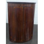 19th century mahogany and inlaid corner cupboard, 104 x 72cm