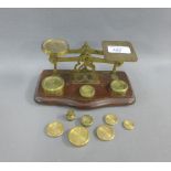 Set of postal scales with brass weights