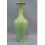 Bridget Drakeford (b.1946) green glazed studio pottery vase with flared rim, impressed signature