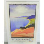 Pyla-Sur-Mer Coloured Print In a glazed frame, 40 x 64cm