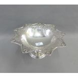 Victorian silver pedestal bowl, James Dixon & Sons, Sheffield 1896, with wavy pierced rim and