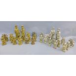 Chess set comprising brass and white metal chinoiserie figures, (32 pieces)