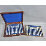 Victorian set of twelve silver fish knives and forks, John Gilbert, Birmingham 1861, with engraved