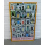'Doors of Edinburgh Coloured print in a glazed frame, 52 x 86cm