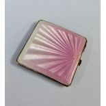 Silver and pink enamel compact, Birmingham 1950, 6.5cm