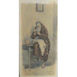 E. Vitali (19th century Italian School) 'Monk' Watercolour Signed, mounted on card but unframed 17 x