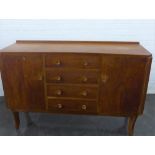 Retro sideboard with four central short drawers flanked by cupboard doors, 94 x 132cm