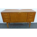 Mid century sideboard with brass banding, 90 x 145cm
