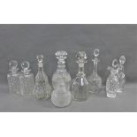 Nine various decanter and stoppers, (9)